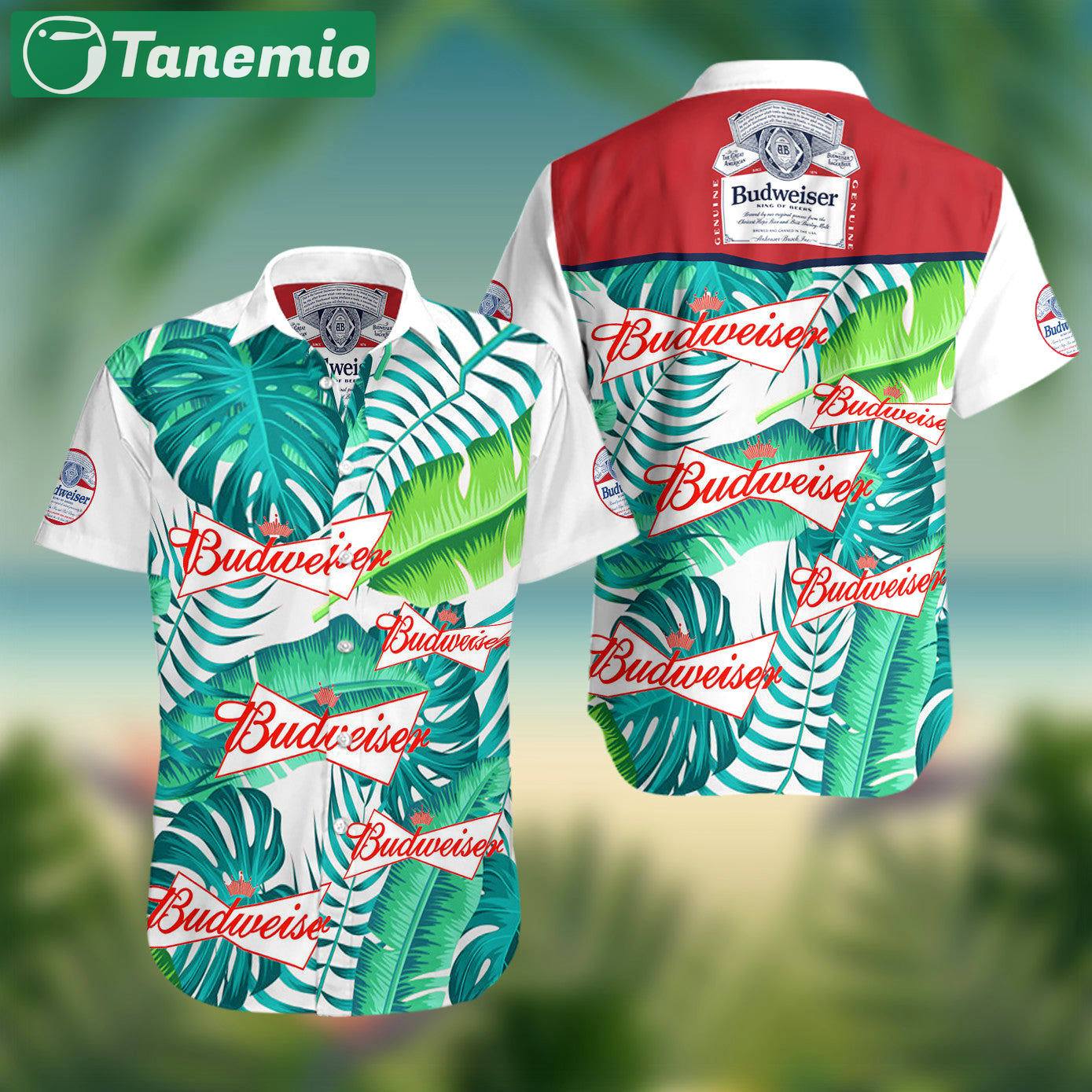 Budweiser beer summer hawaiian beach shirt Hawaii Shirt Shorts & Flip Flops