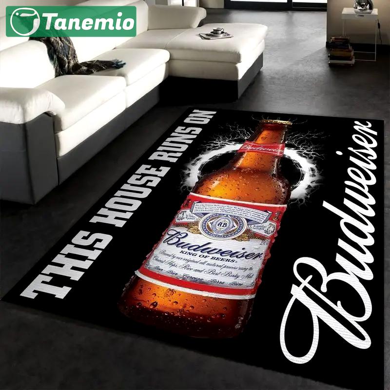 Budweiser this house runs on area rug living room and bed room rug rug regtangle carpet floor decor home decor Rectangle Rug
