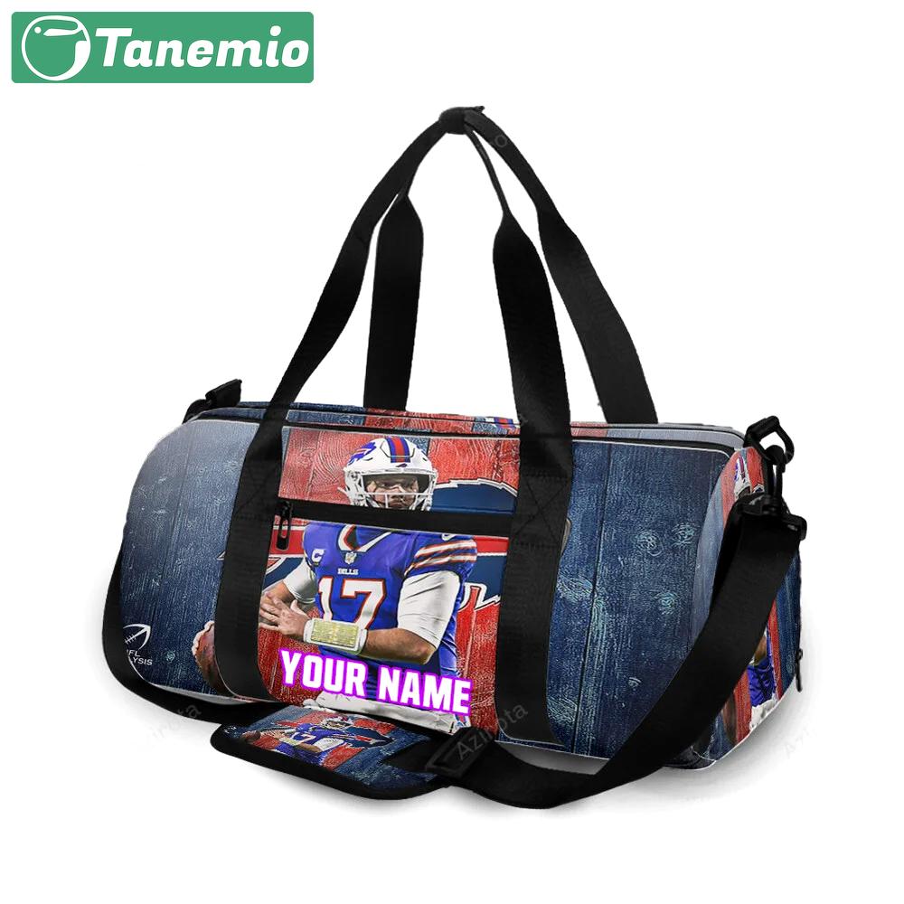 Buffalo bills 17 josh allen v8 personalized name travel bag gym bag 1534 Travel Bag