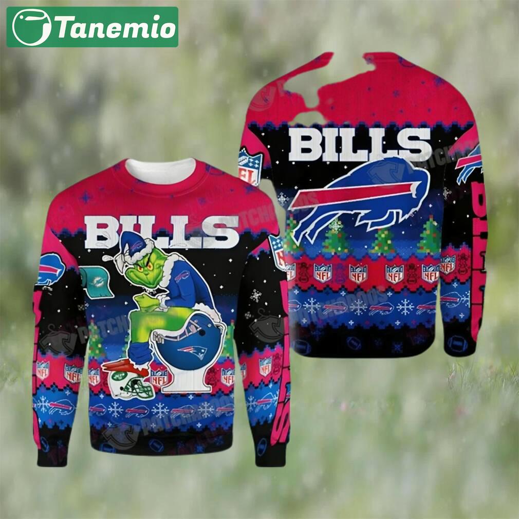 Buffalo bills grinch toilet 3d ugly christmas sweater nfl fan gift Christmas Ugly Sweater