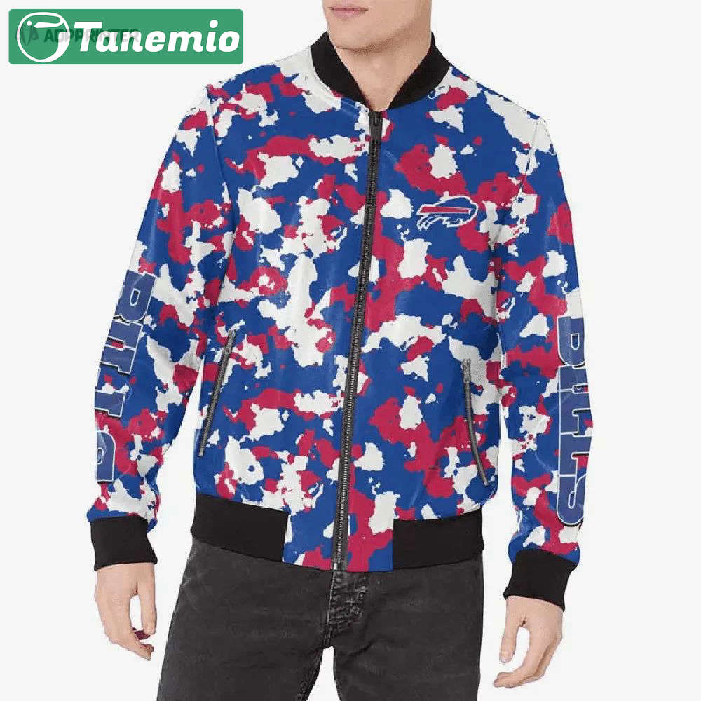 Buffalo bills logo painting pattern bomber jacket blueredwhite Bomber Jacket