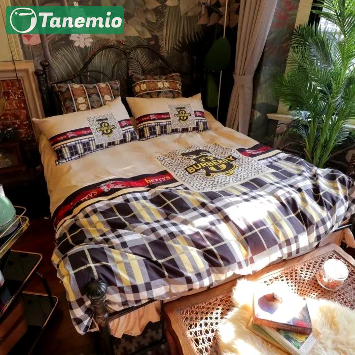 Burberry checked khaki logo type 1907 Bedding Sets covers hyperbeast Bedroom bed linen premium fashion brand bedclothes bedspread home decor luxury ideas sheets duvet blankets