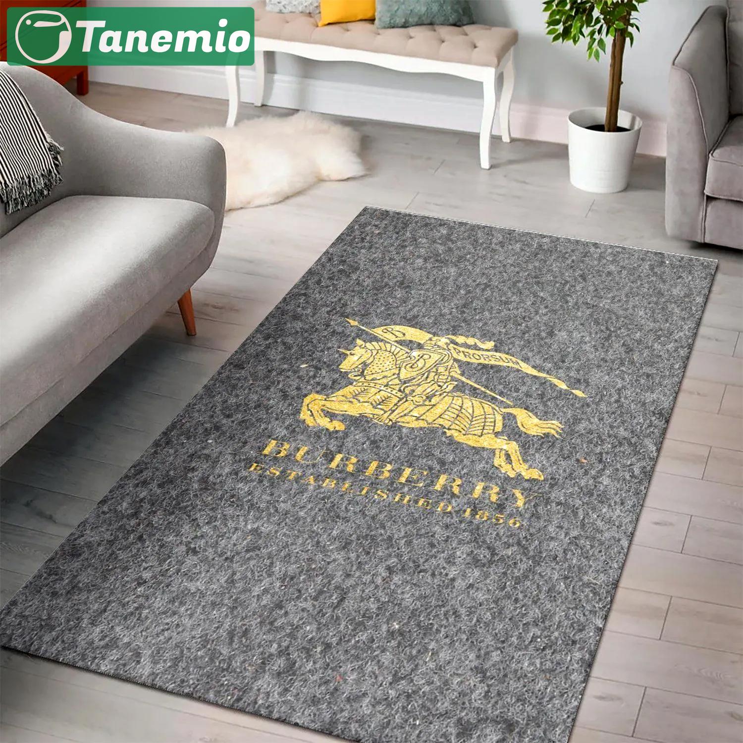 Burberry logo type 222. Upgrade Your Living Room with Luxury Home Decor: Area Carpets, Floor Decor, Door Mats, and Hot Gift Items with style a High-End Fashion Brand Rectangle Rug