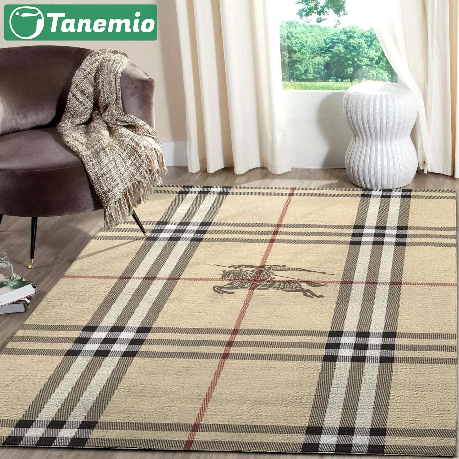 Burberry logo type 225. Upgrade Your Living Room with Luxury Home Decor: Area Carpets, Floor Decor, Door Mats, and Hot Gift Items with style a High-End Fashion Brand Rectangle Rug