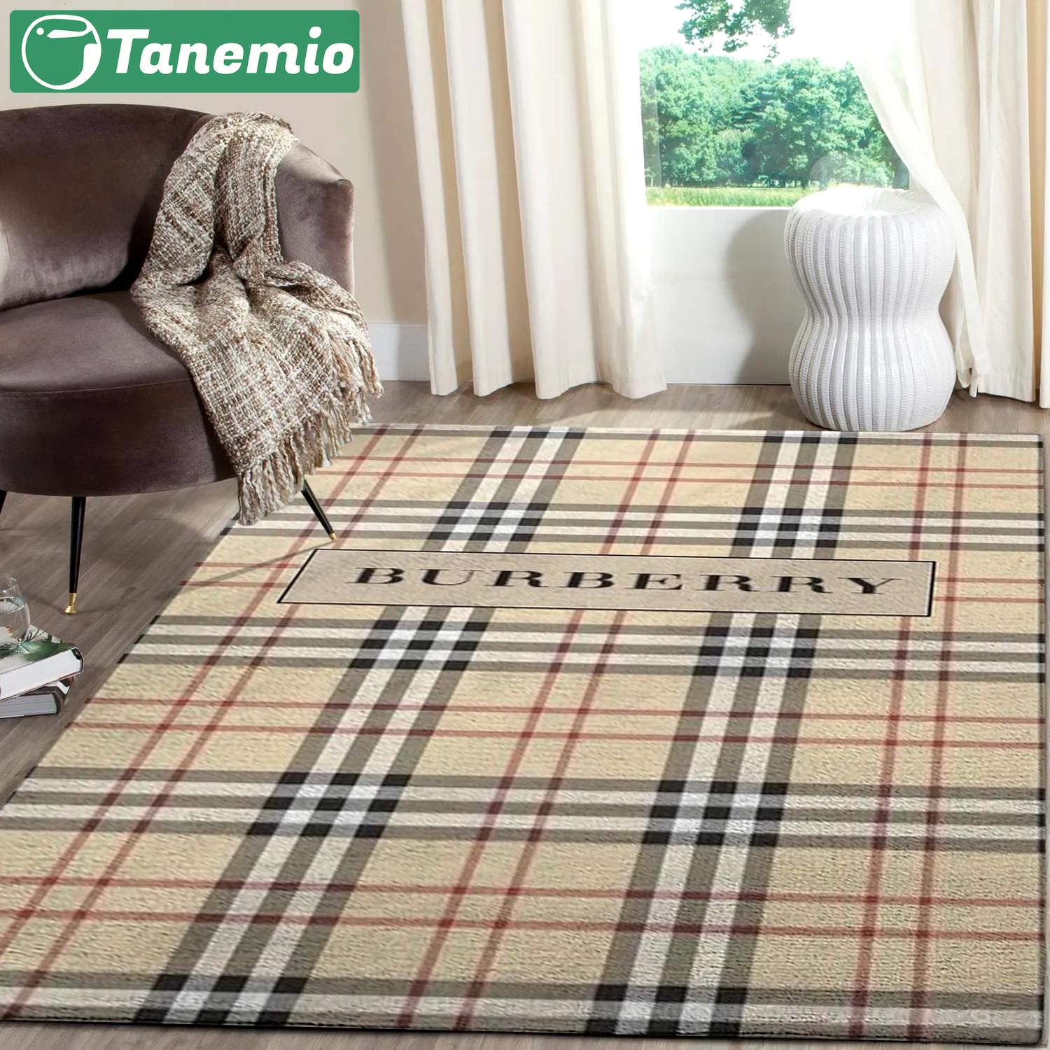 Burberry logo type 243. Upgrade Your Living Room with Luxury Home Decor: Area Carpets, Floor Decor, Door Mats, and Hot Gift Items with style a High-End Fashion Brand Rectangle Rug