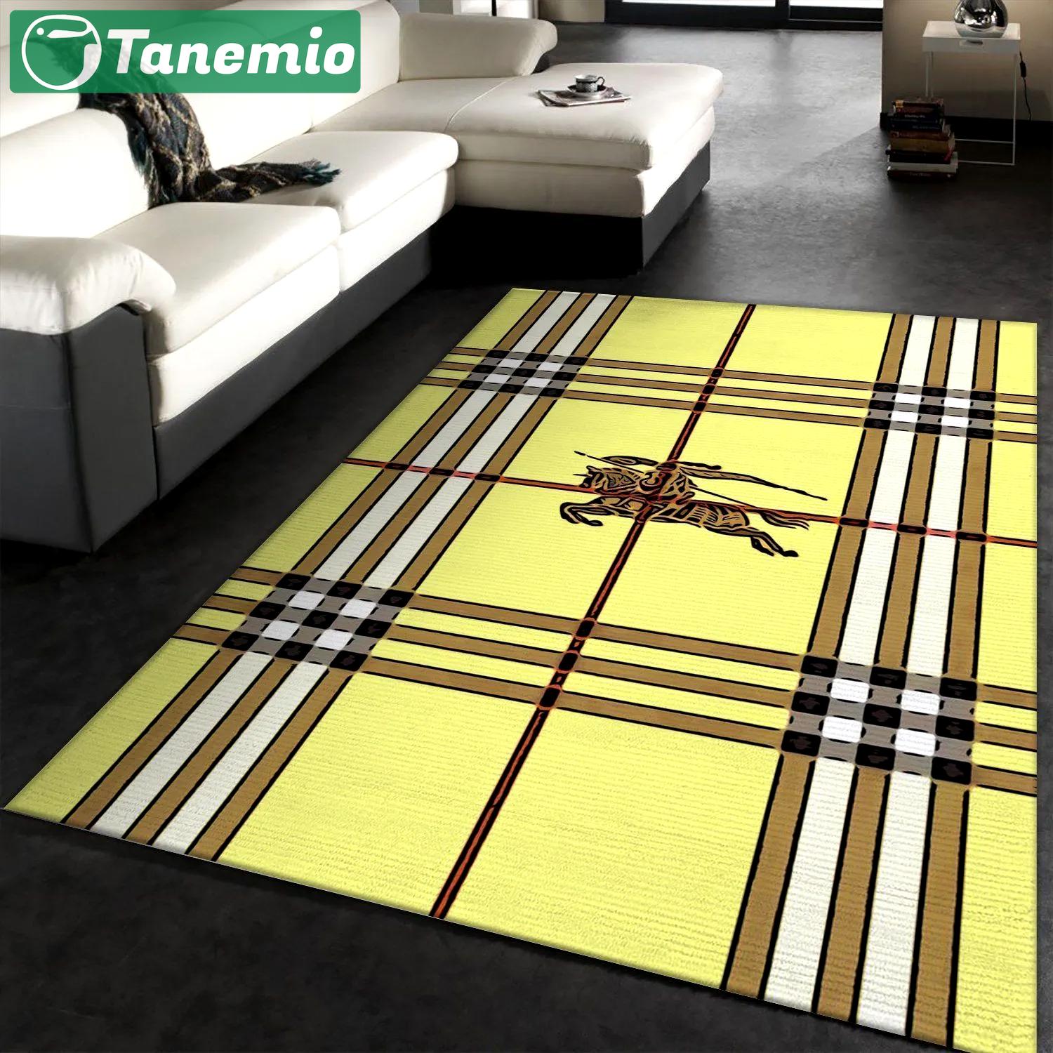 Burberry yellow logo type 237. Upgrade Your Living Room with Luxury Home Decor: Area Carpets, Floor Decor, Door Mats, and Hot Gift Items with style a High-End Fashion Brand Rectangle Rug