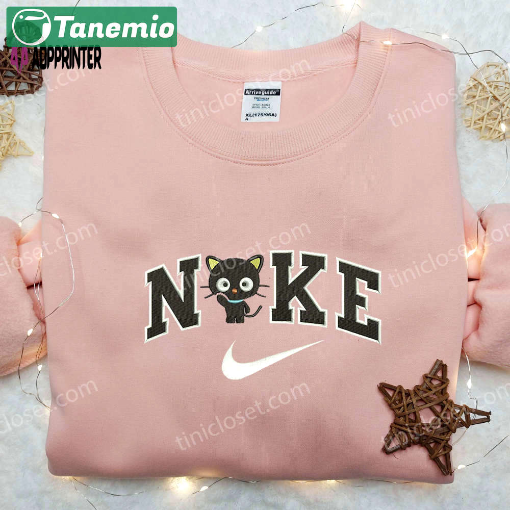 Cat chibi x nike embroidered shirt – adorable cartoon design on nike shirt Embroidered Shirt