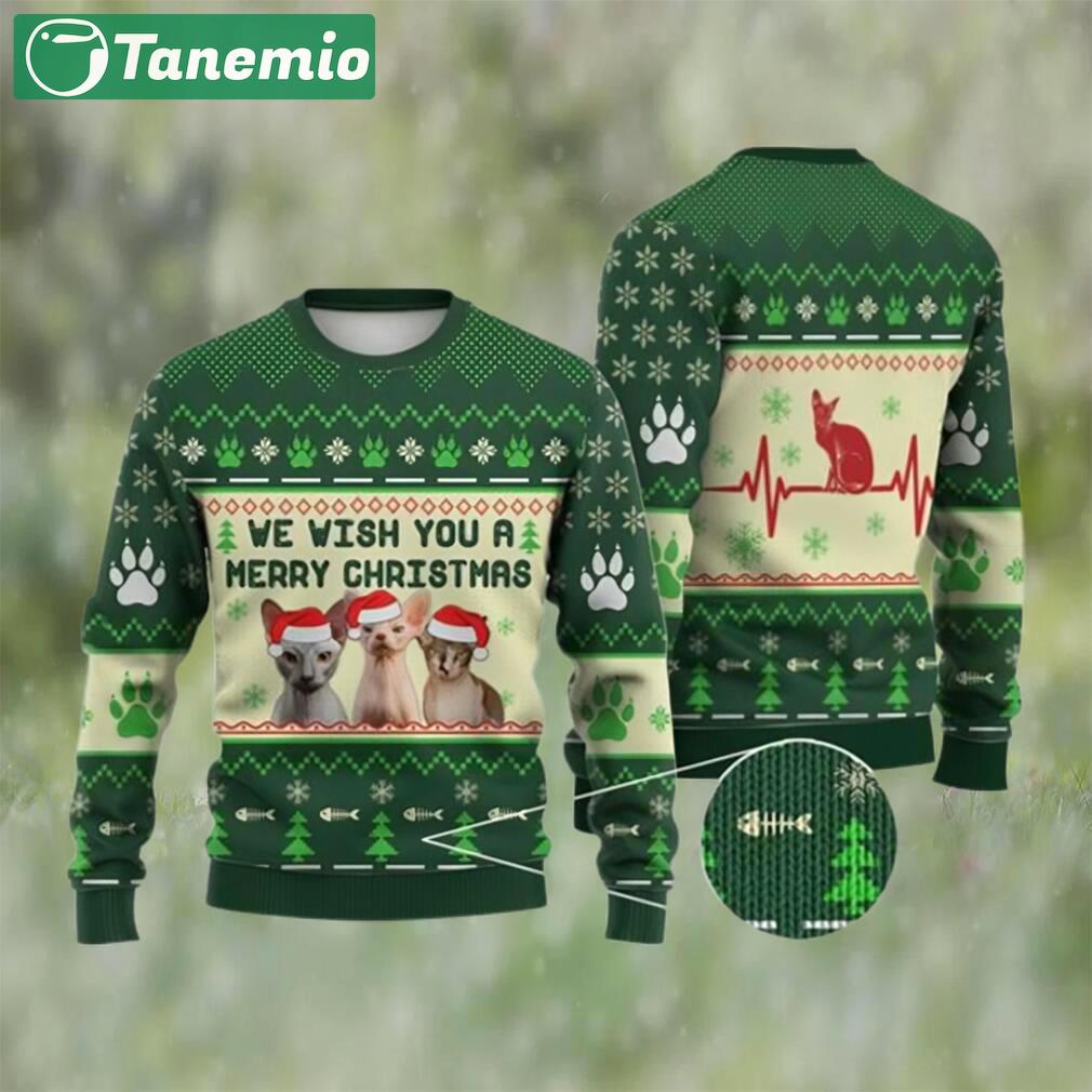 Cat christmas sweater sphynx cat we wish you a merry ugly christmas sweater 3d Christmas Ugly Sweater