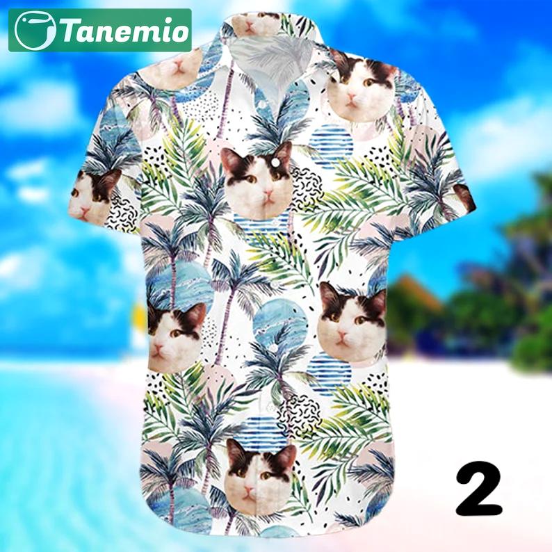 Cat face custom photo hawaiian shirt summer beach aloha Hawaii Shirt Shorts & Flip Flops