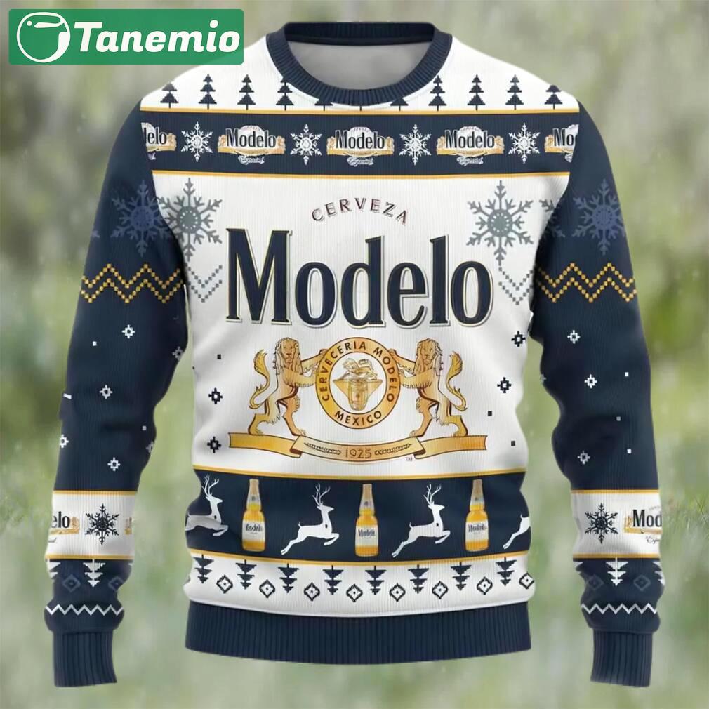 Cerveceria modelo beer ugly christmas sweater, faux wool sweater, gifts for beer lovers, international beer day, best christmas gifts for 2022 ? prinvity Christmas Ugly Sweater