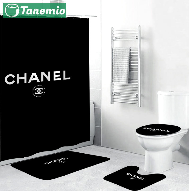 Chanel black clasic bathroom set hypebeast bath mat home decor luxury fashion brand Bathroom Set