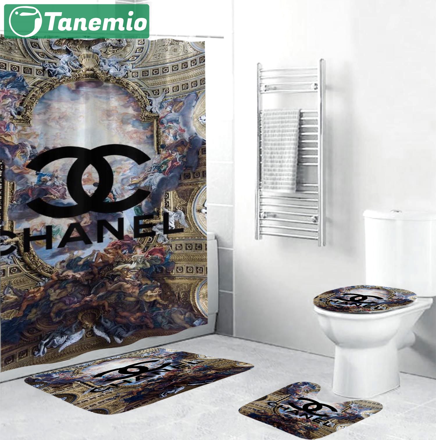 Chanel blackin religion scence bath mat home decor bathroom sets hypebeast luxury fashion brand Bathroom Set