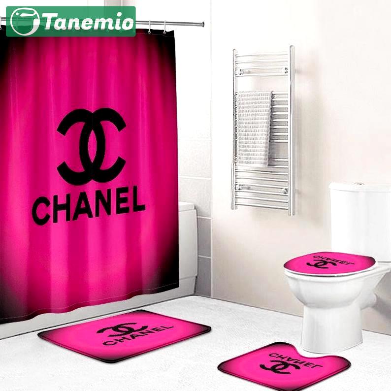 Chanel dark pinkynew bathroom sets bath mat home decor luxury fashion brand hypebeast Bathroom Set
