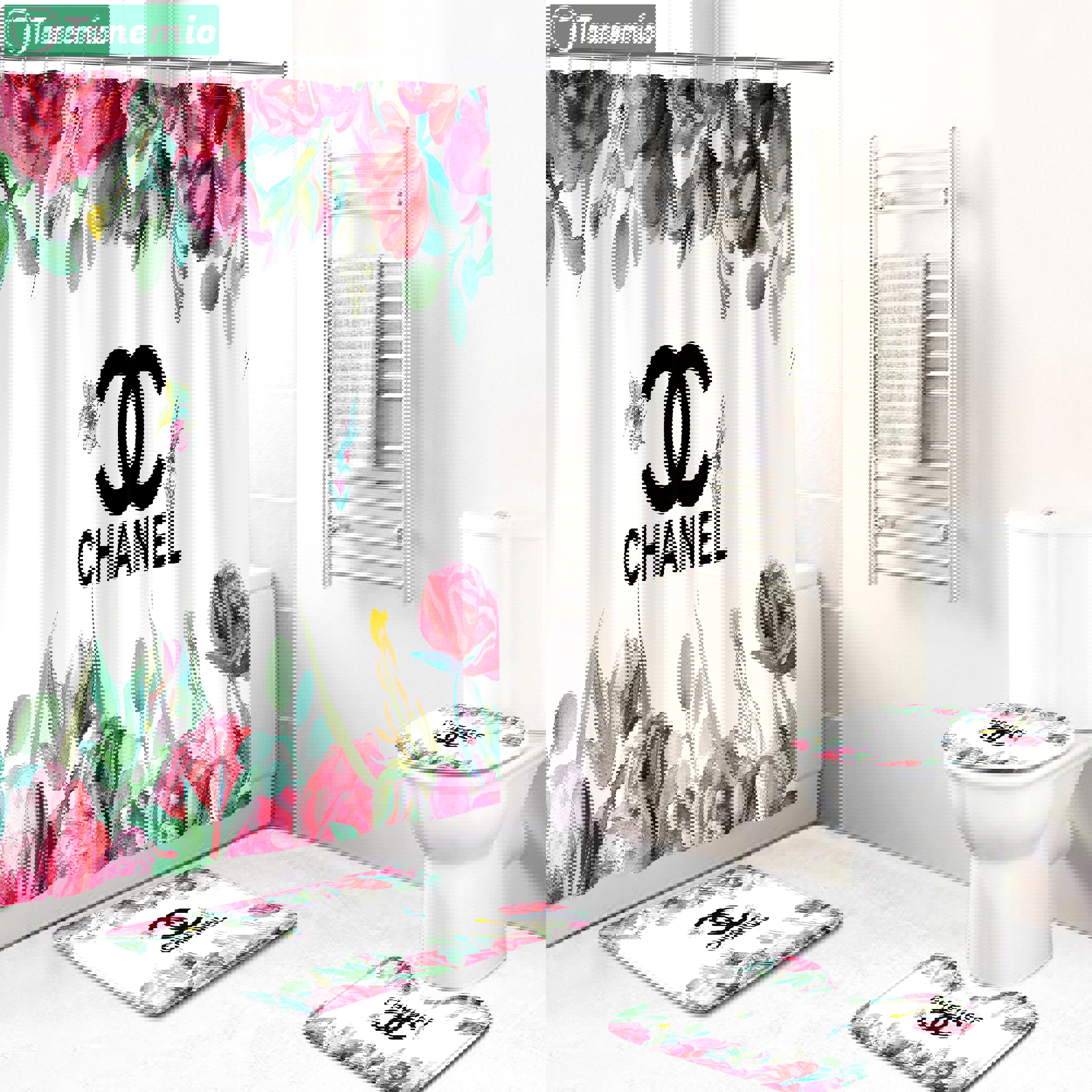 Chanel flower hypebeast bathroom sets luxury fashion brand bath mat home decor Bathroom Set