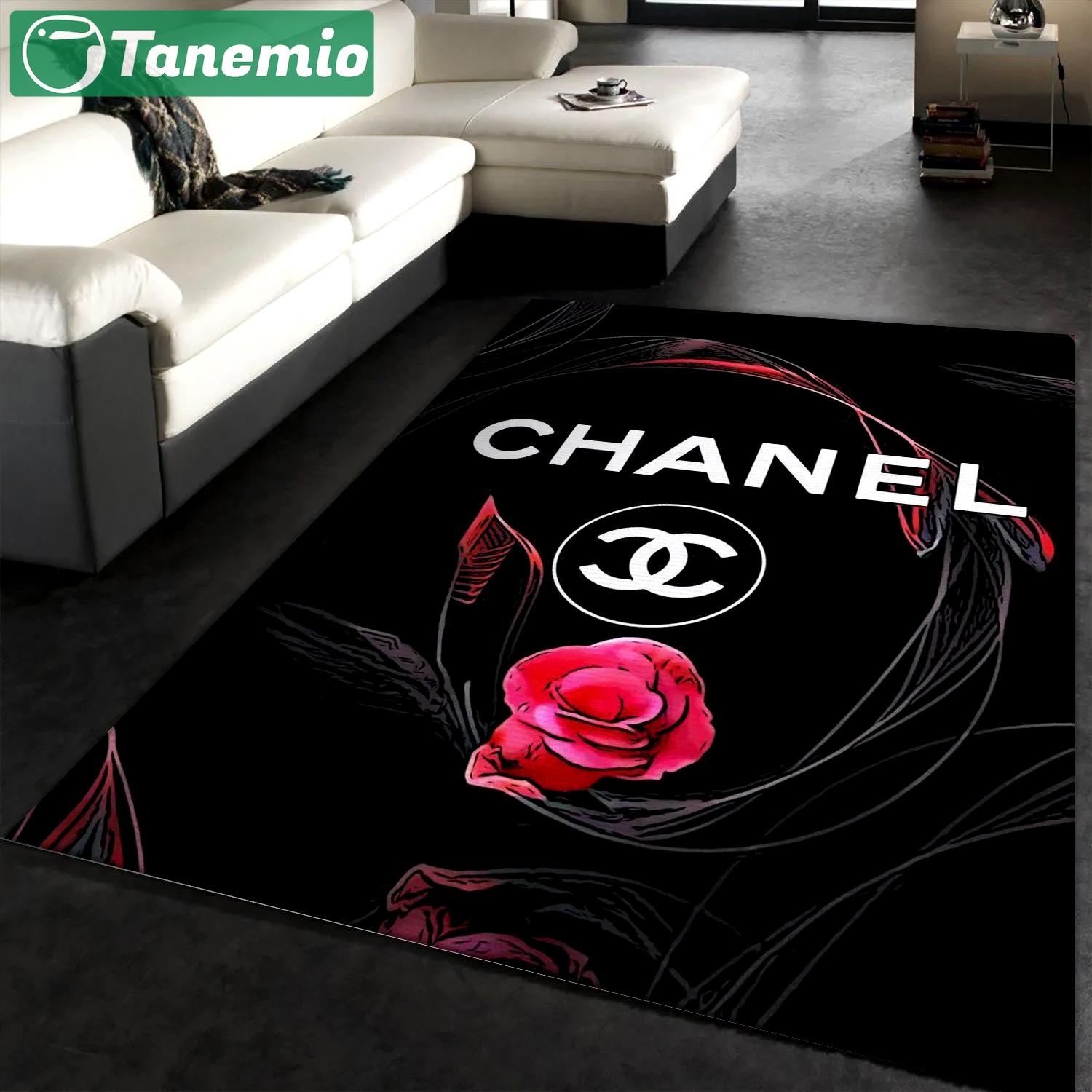 Chanel logo type 738. Upgrade Your Living Room with Luxury Home Decor: Area Carpets, Floor Decor, Door Mats, and Hot Gift Items with style a High-End Fashion Brand Rectangle Rug