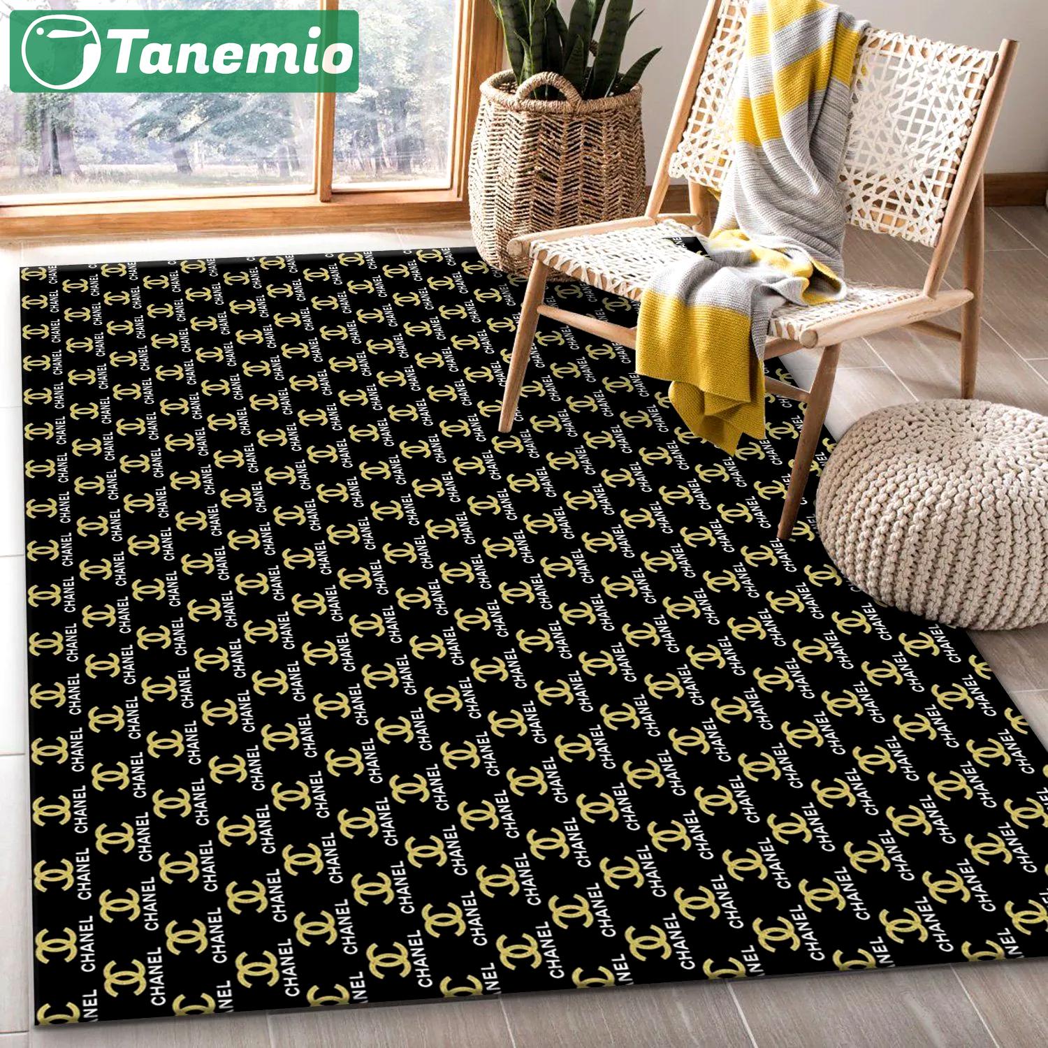 Chanel logo type 825. Upgrade Your Living Room with Luxury Home Decor: Area Carpets, Floor Decor, Door Mats, and Hot Gift Items with style a High-End Fashion Brand Rectangle Rug