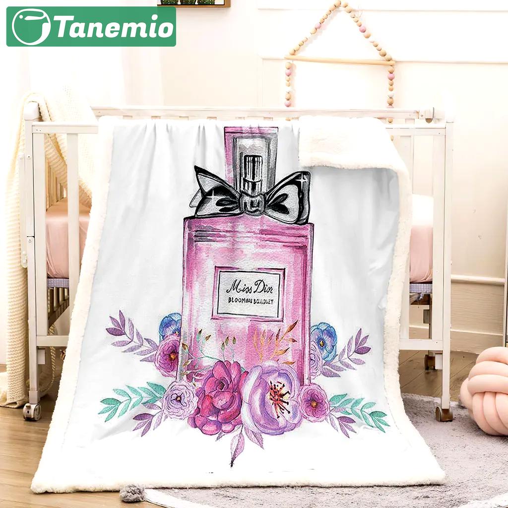Chanel rose perfum luxury brand premium blanket fleece home decor 24 Blanket Fleece