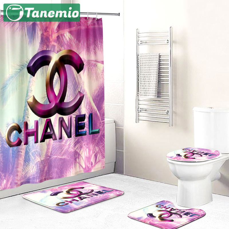 Chanel shower curtain galaxy coco luxury bath mat sets shower curtain 52 Bathroom Set
