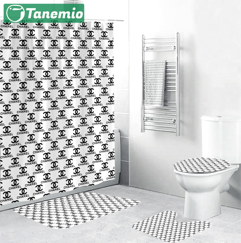 Chanel whie small logo fashion luxury brand bathroom set home decor Bathroom Set