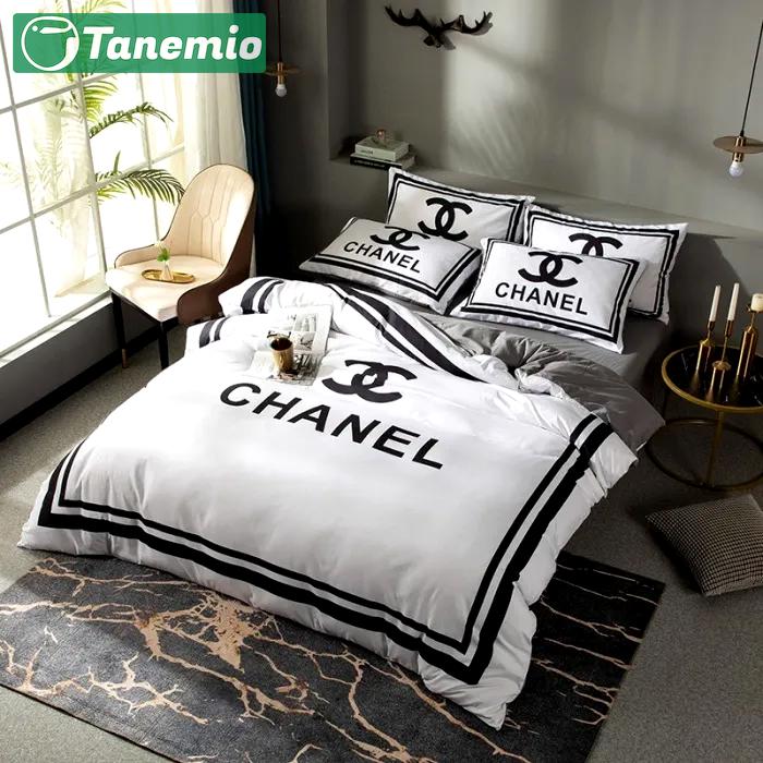 Chanel white logo type 486 Bedding Sets covers hyperbeast Bedroom sheets bed linen home decor luxury ideas duvet bedspread blankets premium fashion brand bedclothes