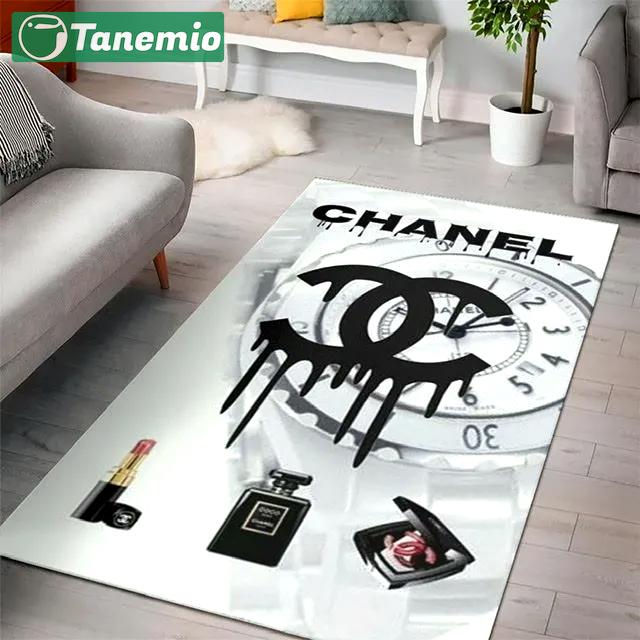 Chanelclock logo type 517. Upgrade Your Living Room with Luxury Home Decor: Area Carpets, Floor Decor, Door Mats, and Hot Gift Items with style a High-End Fashion Brand Rectangle Rug