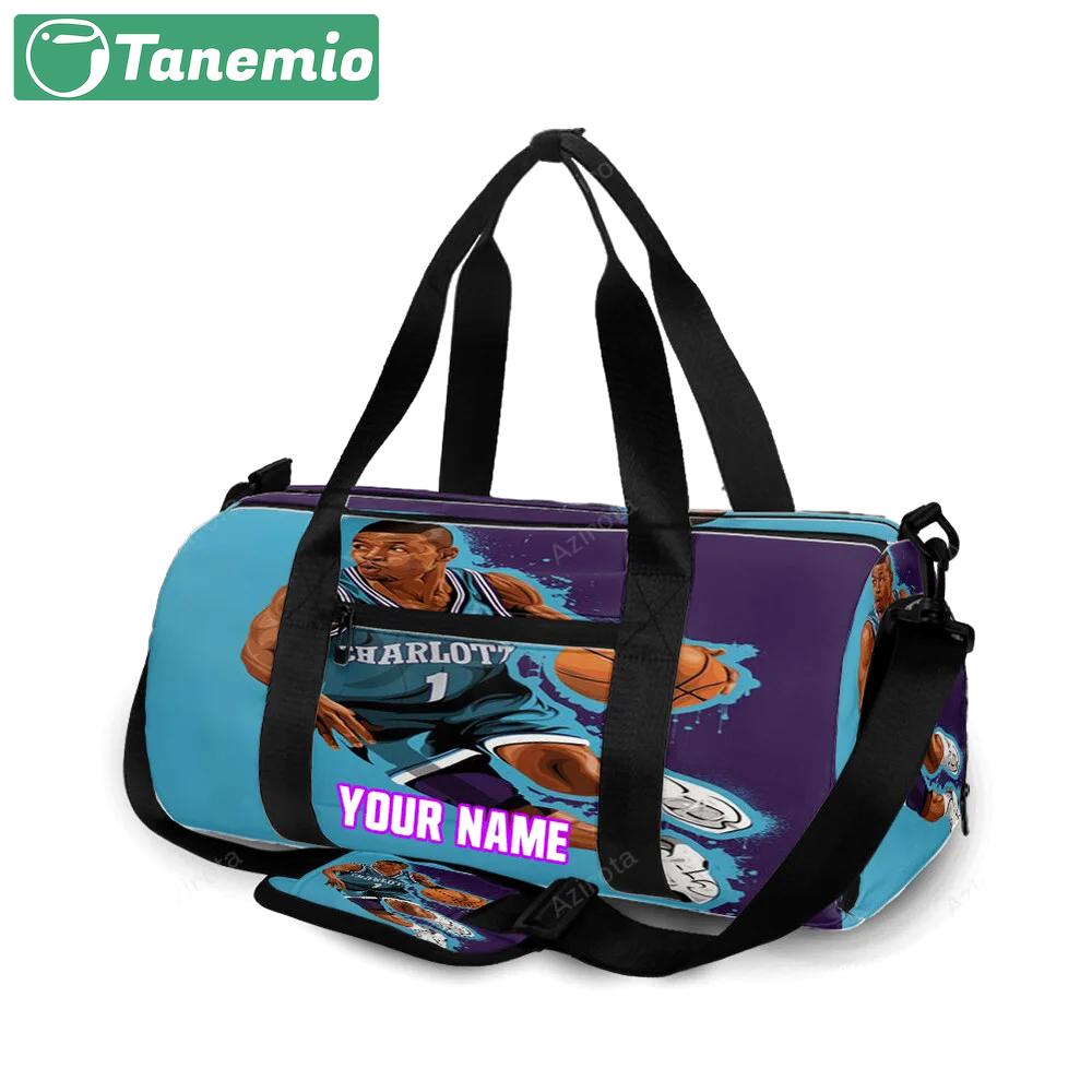 Charlotte hornets larry johnson4 personalized name travel bag gym bag 399 Travel Bag