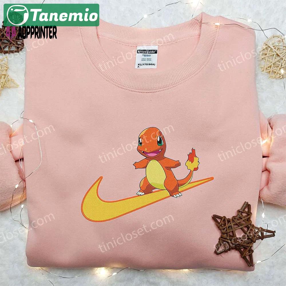 Charmander x nike anime embroidered hoodie & shirts: pokemon & nike inspired apparel Embroidered Shirt