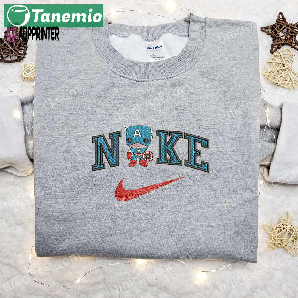 Chibi baseball classic cap men hattain america x nike movie embroidered shirt: best birthday gift idea with nike-inspired style Embroidered Shirt