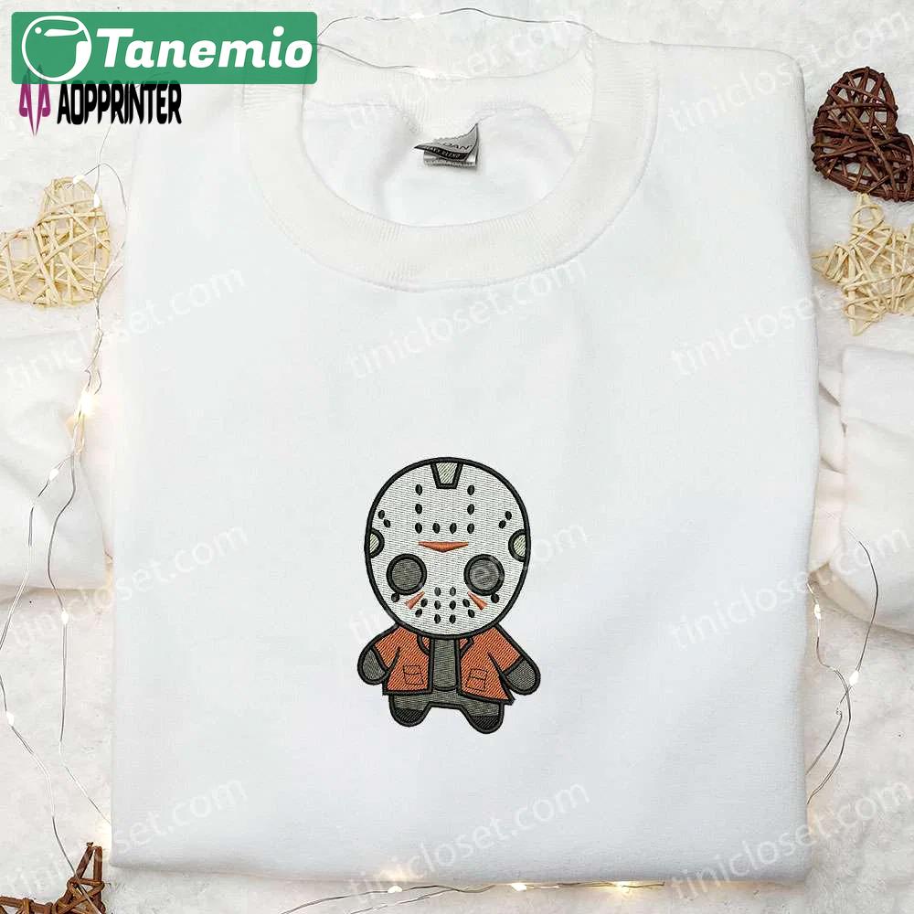 Chibi jason embroidered hoodie friday the 13th horror characters sweatshirt & funny halloween t-shirt Embroidered Shirt