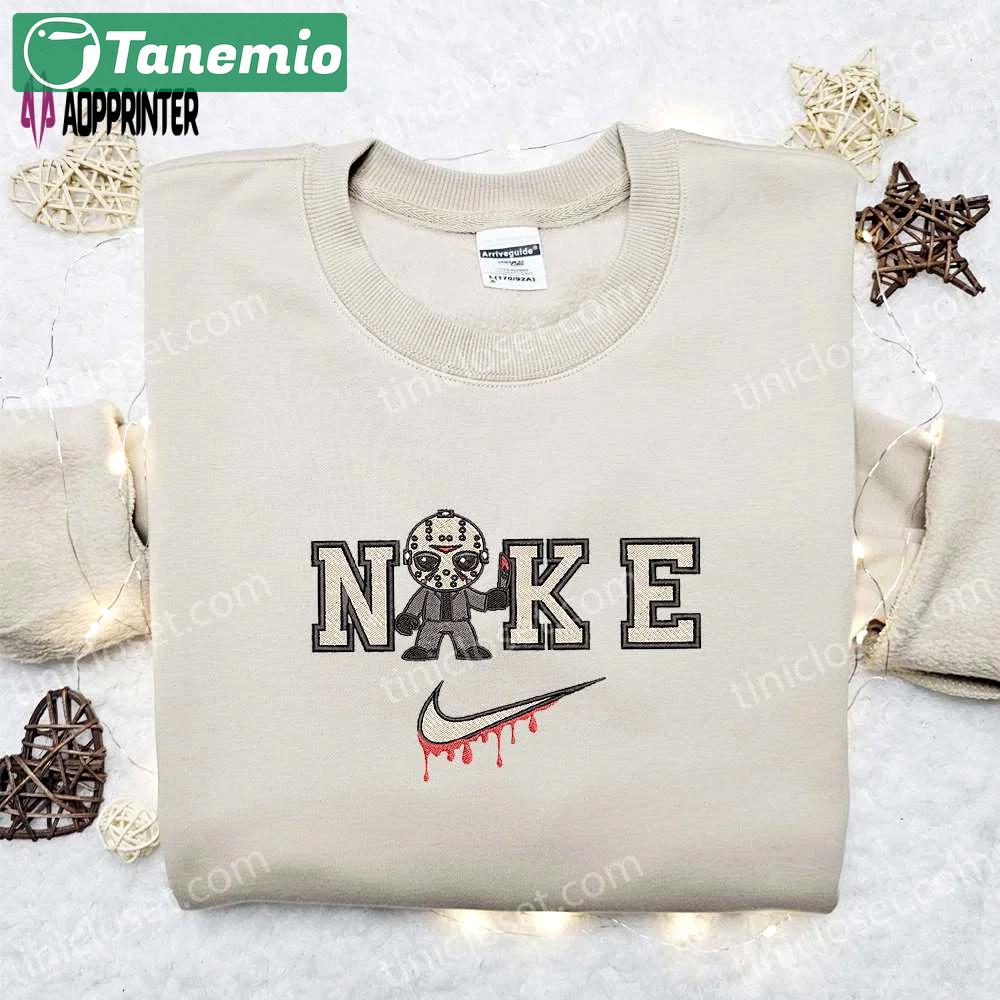 Chibi jason voorhees x nike embroidered hoodie: best halloween gift for family Embroidered Shirt