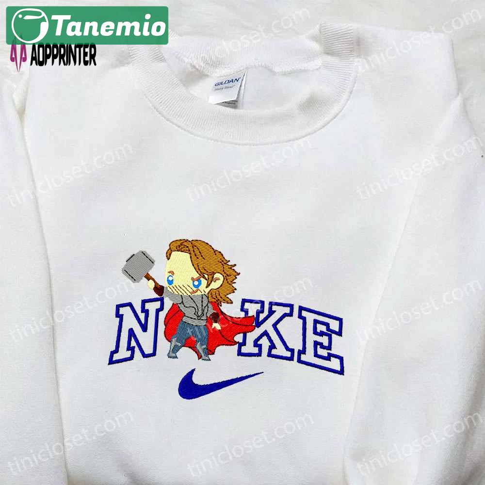 Chibi thor x nike movie embroidered shirt – marvel universe & nike-inspired design Embroidered Shirt