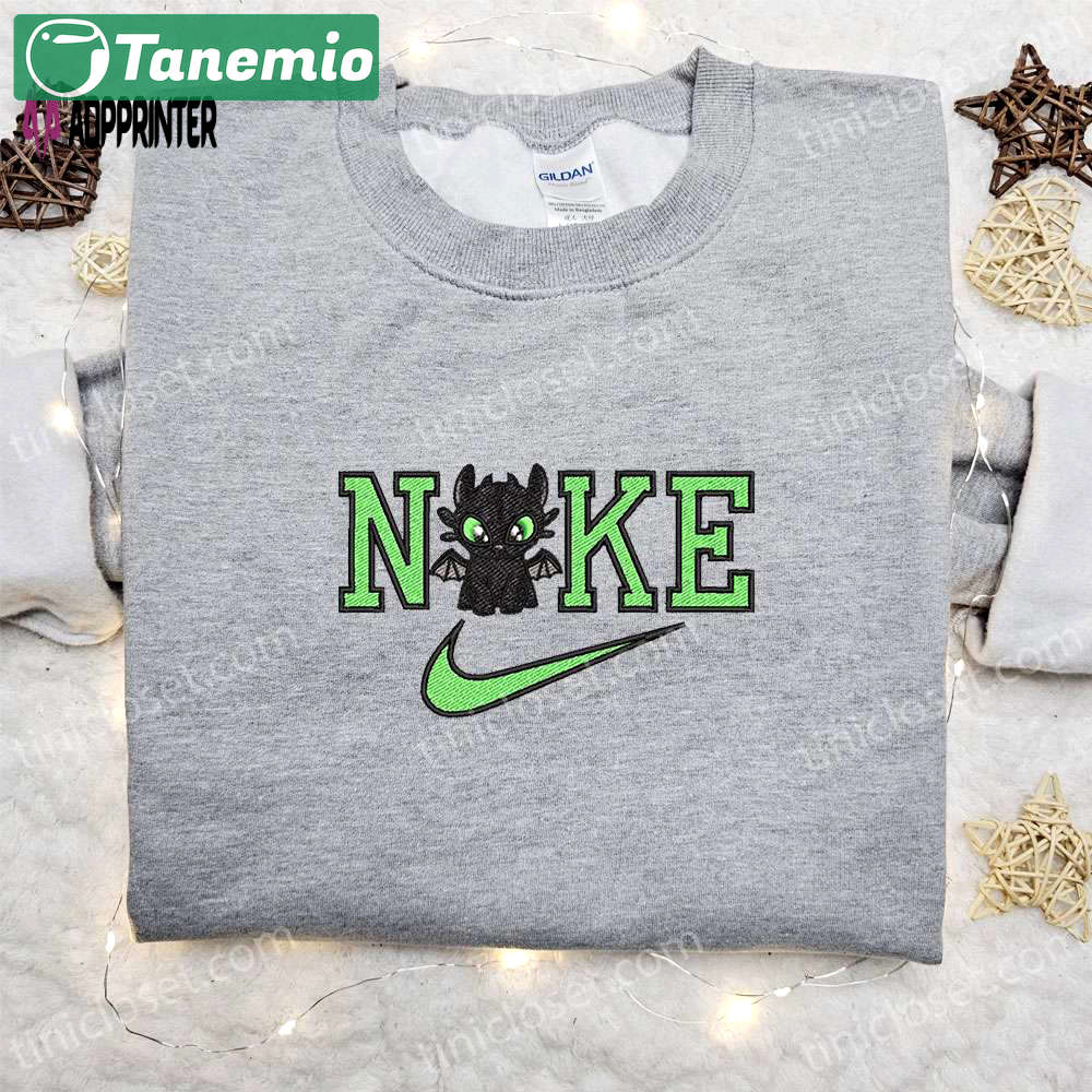 Chibi toothless x nike cartoon embroidered sweatshirt disney characters shirt – best family gift ideas Embroidered Shirt