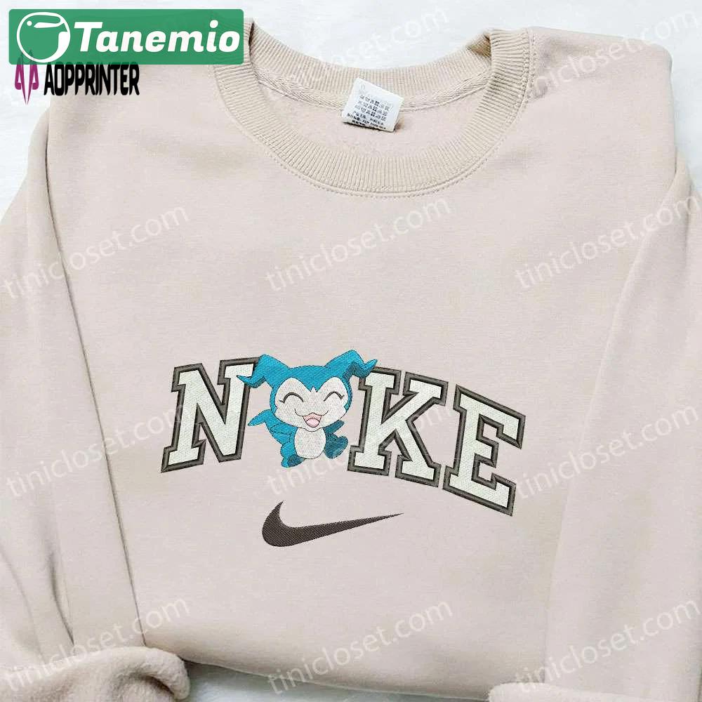 Chibimon x nike anime embroidered sweatshirt – digimon & nike inspired shirt Embroidered Shirt