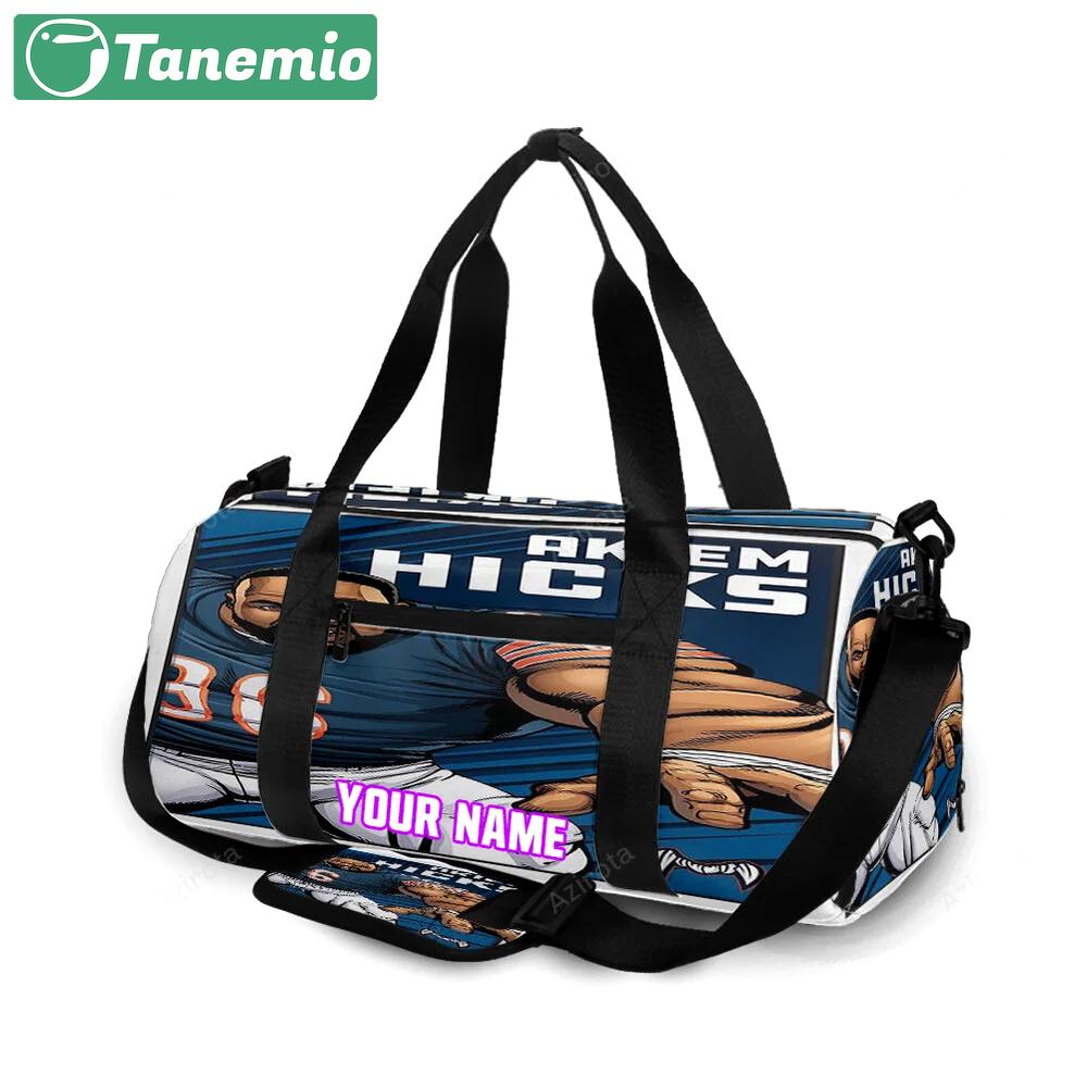 Chicago bears akiem hicks1 personalized name travel bag gym bag 671 Travel Bag
