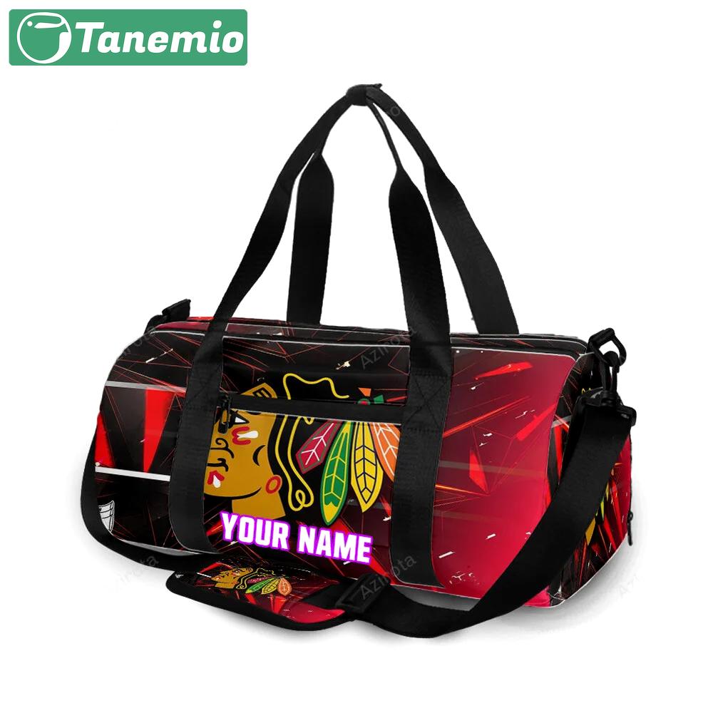 Chicago blackhawks emblem texture10 personalized name travel bag gym bag 467 Travel Bag