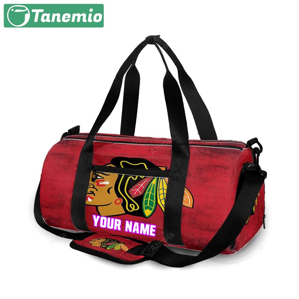 Chicago blackhawks emblem texture12 personalized name travel bag gym bag 2038 Travel Bag