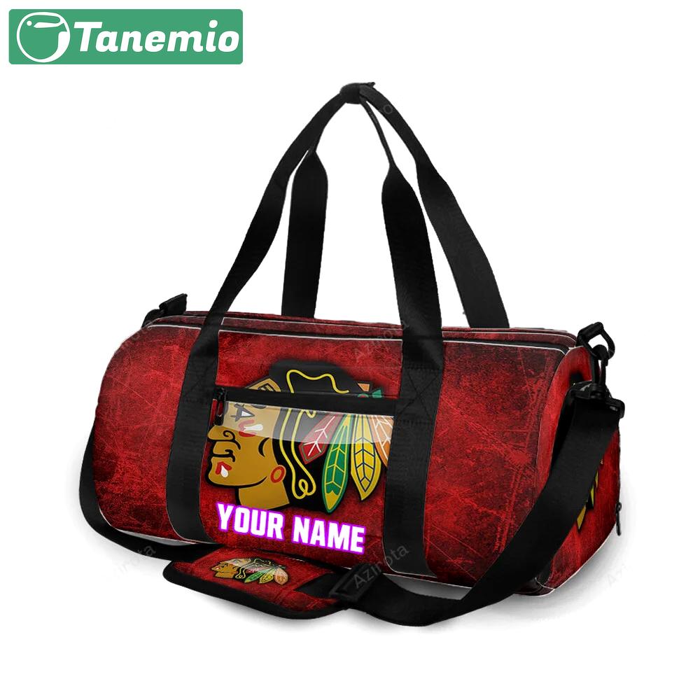 Chicago blackhawks emblem texture9 personalized name travel bag gym bag 1891 Travel Bag