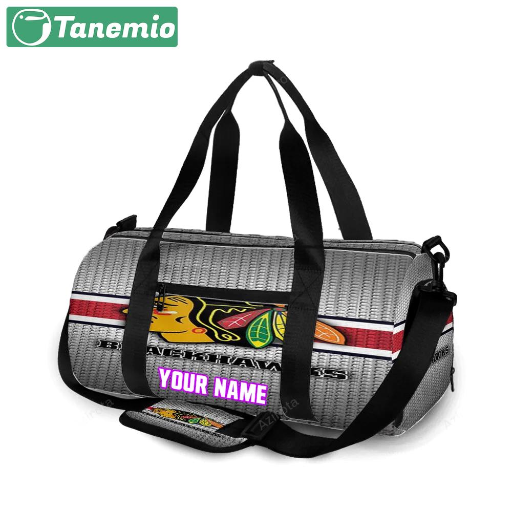 Chicago blackhawks symbol metal personalized name travel bag gym bag 1888 Travel Bag