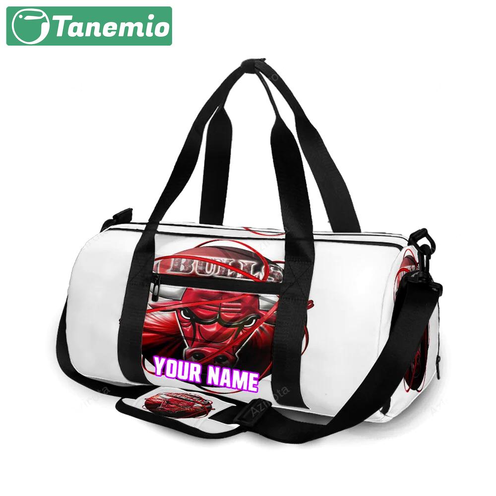 Chicago bulls emblem v10 personalized name travel bag gym bag 434 Travel Bag