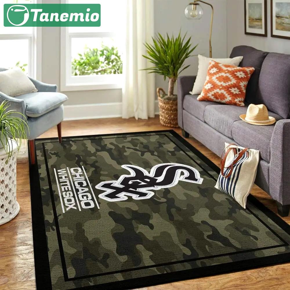 Chicago white sox mlb area rugs camo style living room carpet team logo home rug regtangle carpet floor decor home decor Rectangle Rug