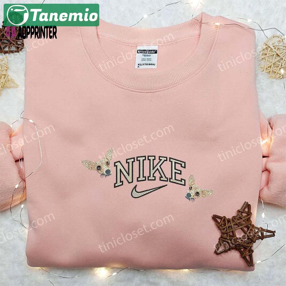 Chihuahua x nike embroidered shirt: custom animal tee for dog lovers Embroidered Shirt