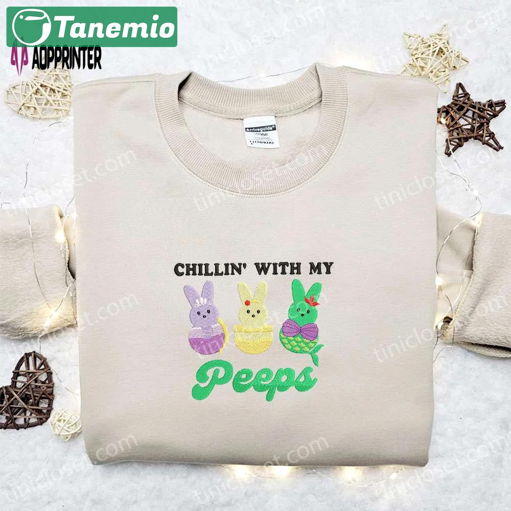 Chillin with my peeps: disney princesses shirt & hoodie – thanksgiving day gift ideas Embroidered Shirt