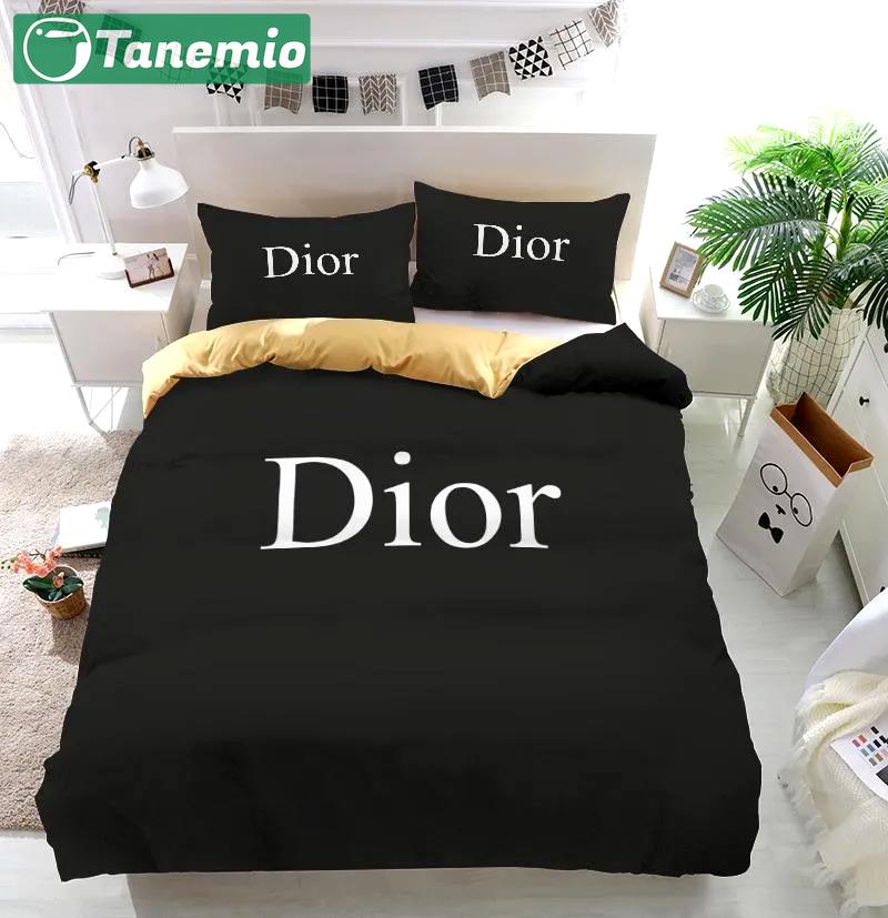 Christian dior black fashion luxury brand bedding set bedroom decor , thanksgiving decorations for home 01 best luxury bed sets gift Bedding Sets