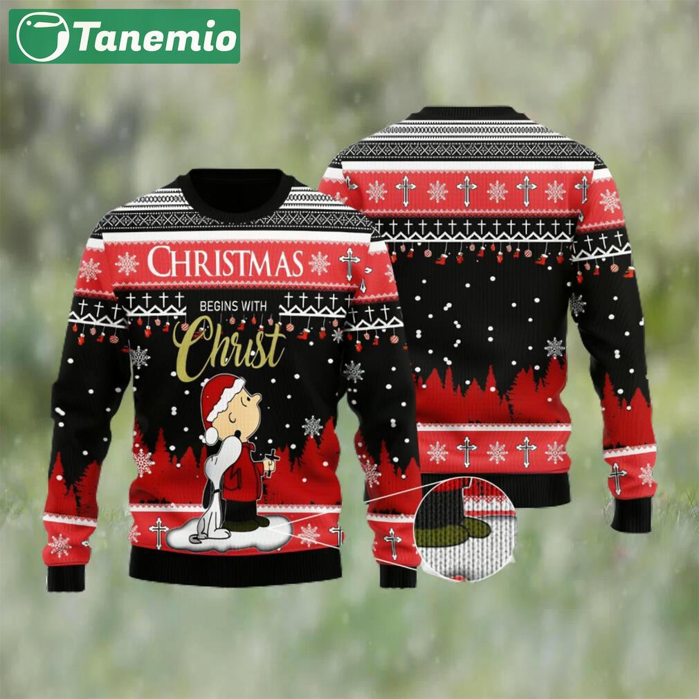 Christmas begins with christ woolen sweater Christmas Ugly Sweater