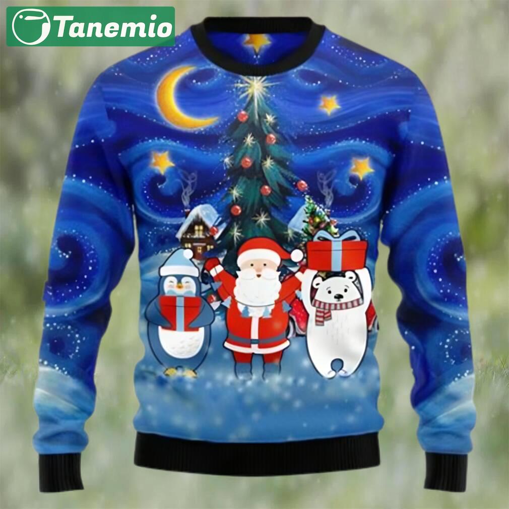 Christmas card polar bear santa penguin ugly christmas sweater Christmas Ugly Sweater
