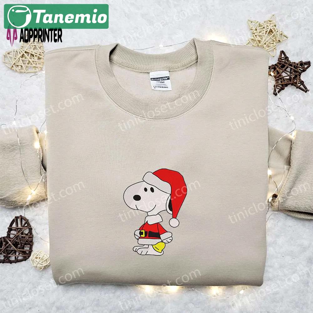 Christmas snoopy santa shirt & peanuts cartoon hoodie: best family gifts Embroidered Shirt