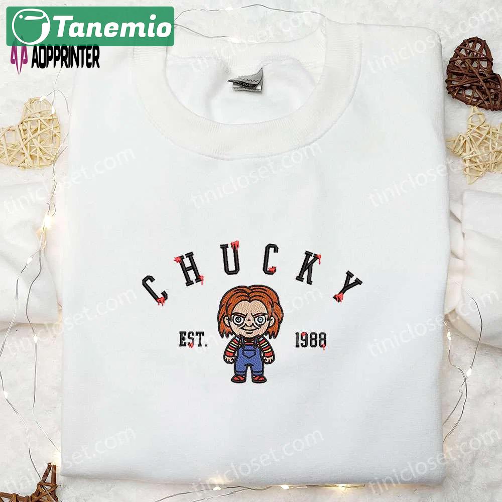 Chucky est 1988 embroidered shirt – horror characters gift for halloween Embroidered Shirt