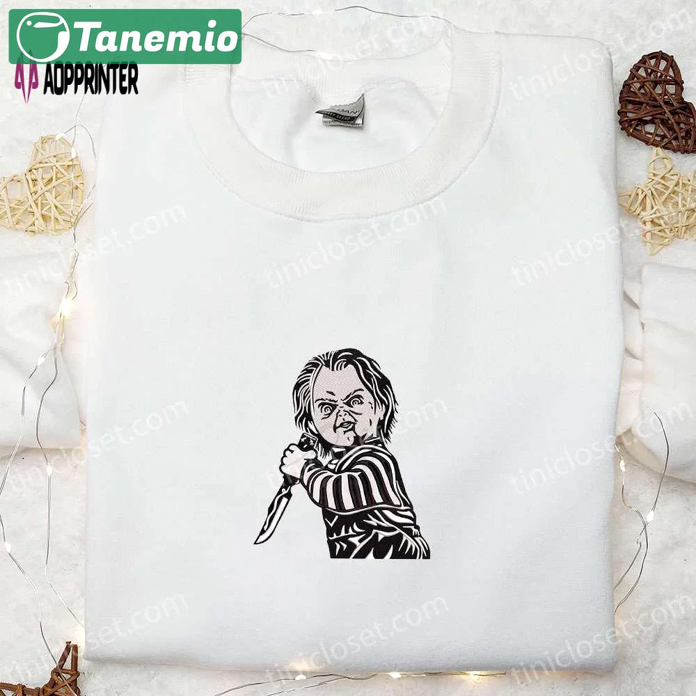 Chucky horror embroidered shirt movie characters & spooky shirts Embroidered Shirt