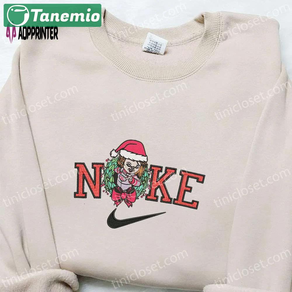 Chucky laurel wreath x nike christmas embroidered sweatshirt – best cartoon shirt for christmas gift Embroidered Shirt