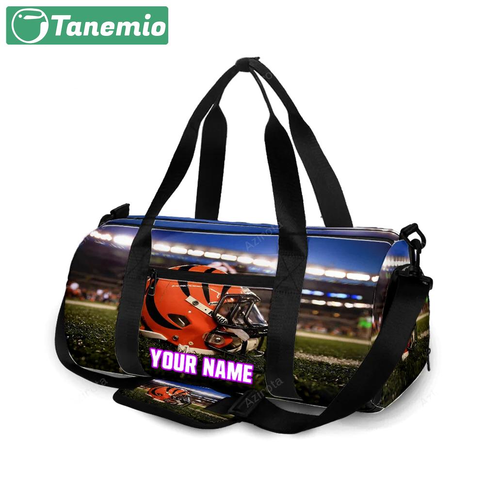 Cincinnati bengals emblem helmet v2 personalized name travel bag gym bag 679 Travel Bag